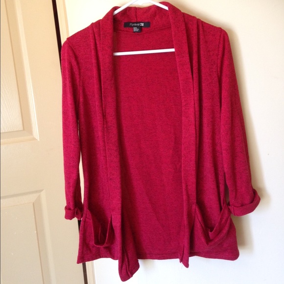 Red cardigan