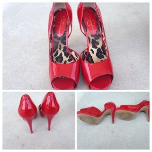 Red Peep Toe Pump