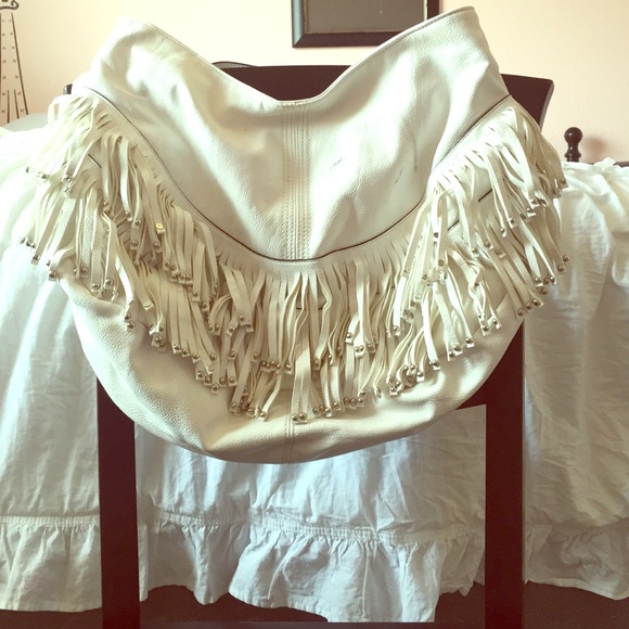 White leather purse