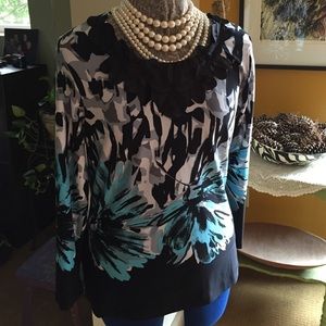 Knit top with fabric detail