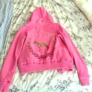Pink bling furry jacket/sweater