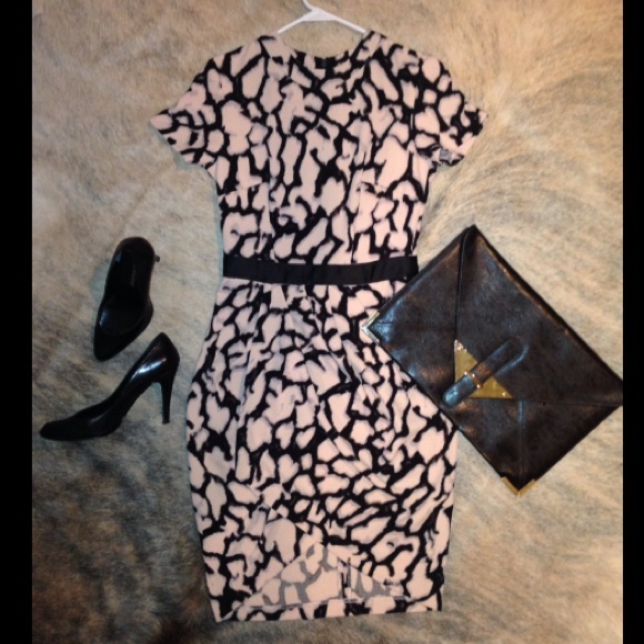ASOS blush and black shirtsleeve dress