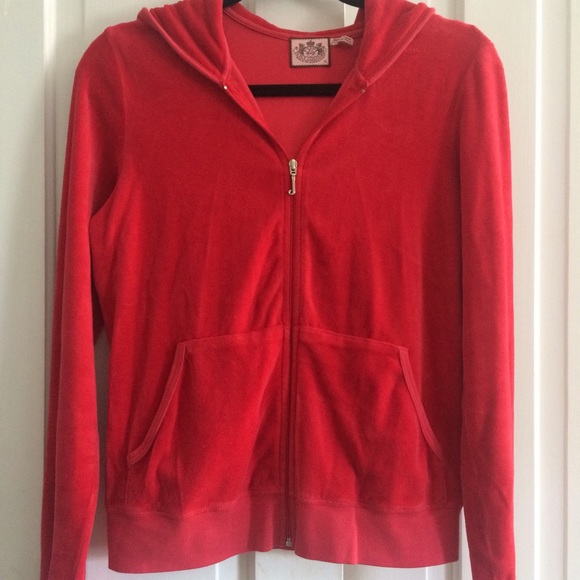 Red velour Juicy couture zip up hoodie