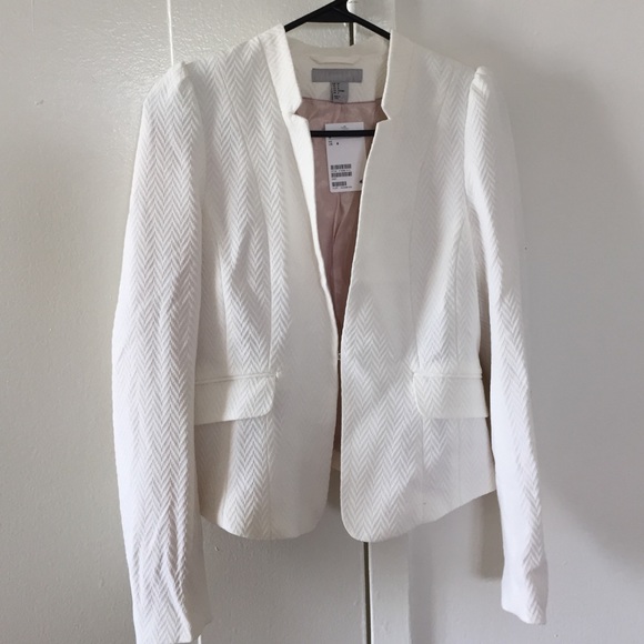 H&M white textured blazer: size 8