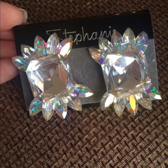 Clear and ab rhinestone earrings