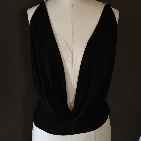 Black plunge shirt