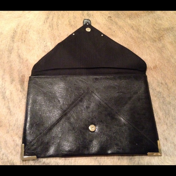 Large black envelope clutch with gold accents - Picture 2 of 4