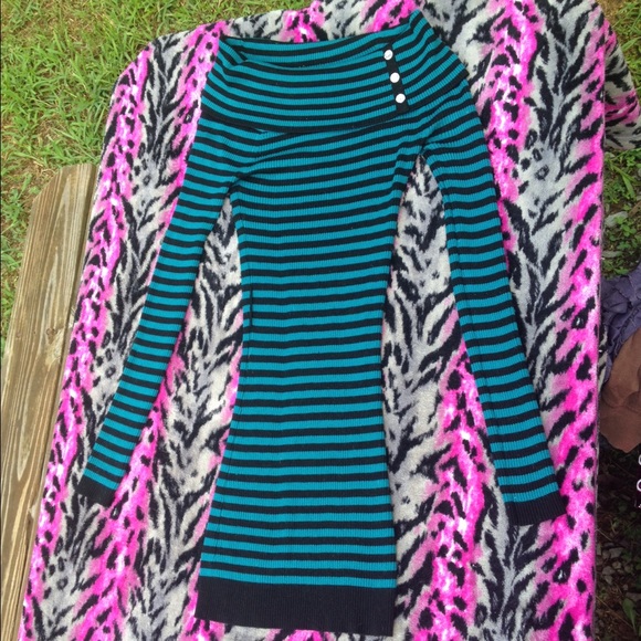 Black and blue sweater dress