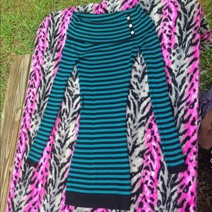 Black and blue sweater dress