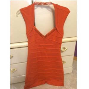 Rust Orange Bandage Dress with Strappy Back