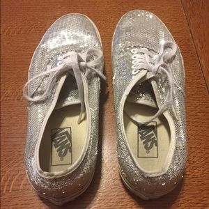 Vans Rare Shiny Silver Sequin Women's Size 10