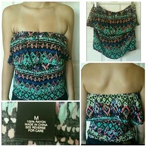 Multi color tribal tube top