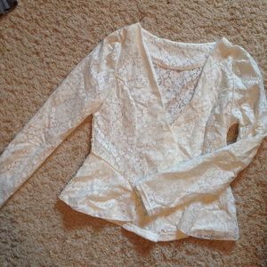 Lace peplum jacket. Cream/ white xxs.