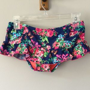 Floral bikini bottom with attached skirt