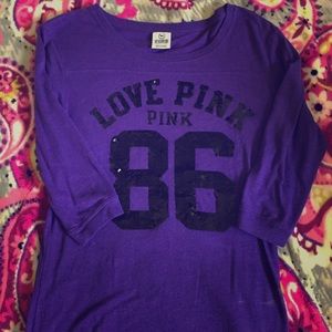 3/4 sleeve PINK Victoria's Secret sequins top