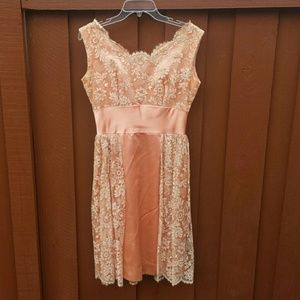 Vintage 40's 50's lace peach dress! Pin up