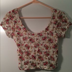 Forever 21 White Floral Crop Top