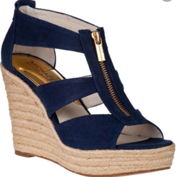 Michael Kors Shoes - Navy Michael Kors Damita wedges