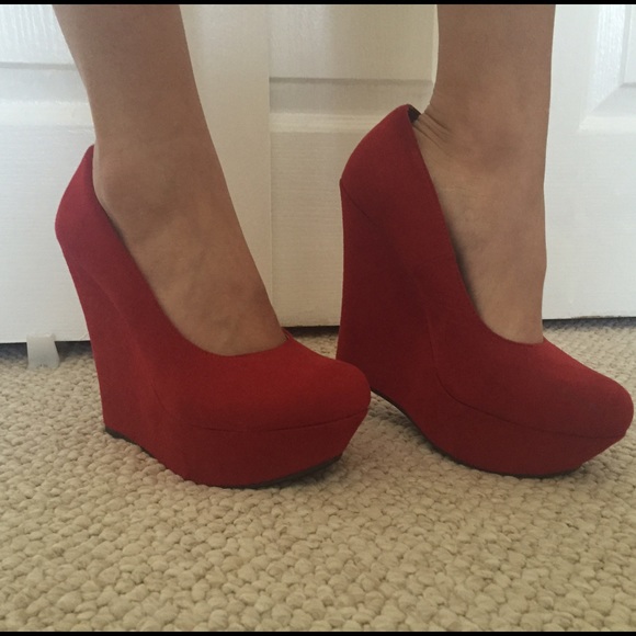 Red Suede Wedges