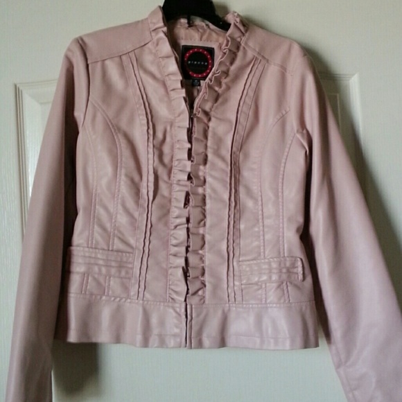 Off Pink Faux Leather Jacket