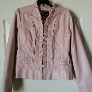 Off Pink Faux Leather Jacket
