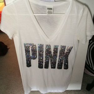 PINK sparkly V-neck