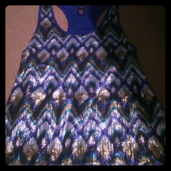 Chevron Sequin Tank Top