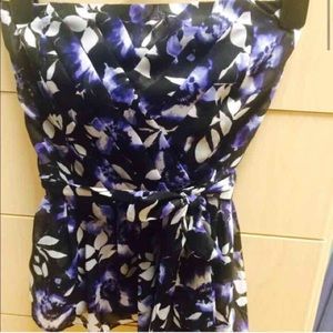 White black and blue top