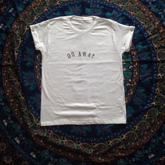 "Go away" tee with studded sleeves bundle