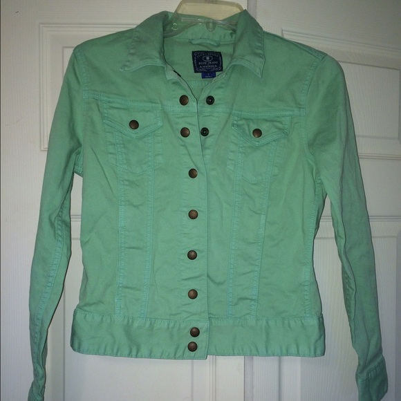 mint green jean jacket
