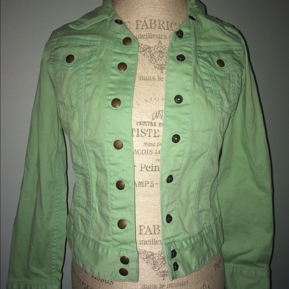 Mint green denim jacket - Picture 3 of 4