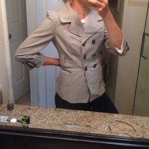 Adorable Banana 3/4 gray trench coat style blazer.