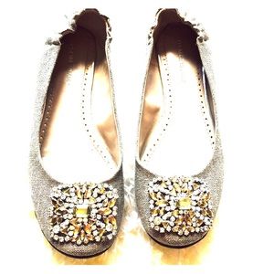 Adrienne vittadini silver woven flats