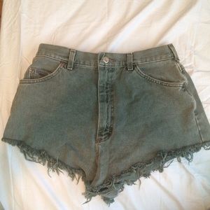Dark green Lee high waisted short cut offs