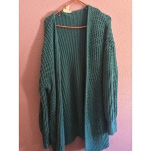 Turquoise knitted sweater/cardigan