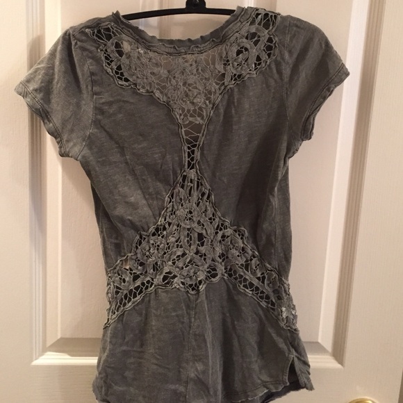 XS Grey Free People top with lace panels