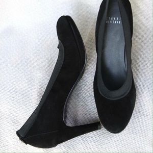 NWT Stuart Weitzman new black suede/stretch pumps