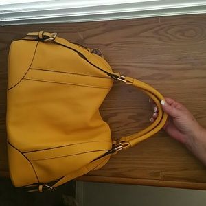 New Mustard Yellow Leather Haynes Eagle Handbag