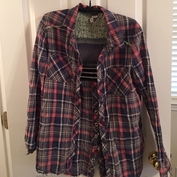 Small Free People button down plaid top