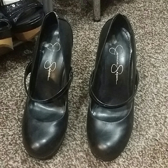 Jessica Simpson black platform heels