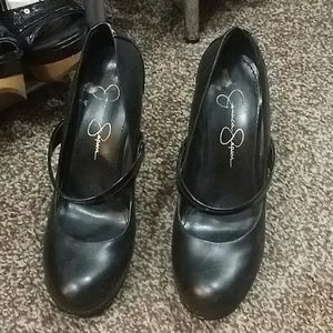 Jessica Simpson black platform heels