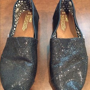 Black Glitter Toms size 9