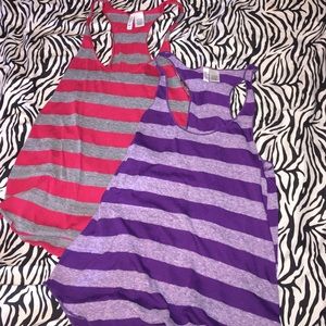 2 for $6 purple and red striped tanks!