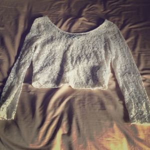 Adorable white lace sheer crop top