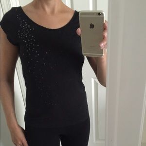 Express xs cute black sequin short sleeve top