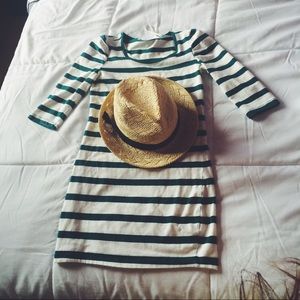 Green & White F21 Bodycon striped dress