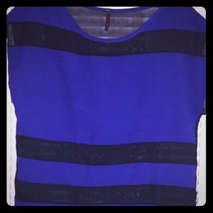 Royal blue and black striped shirt
