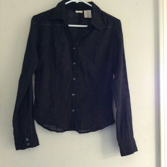 Sheer Black Button Up Shirt