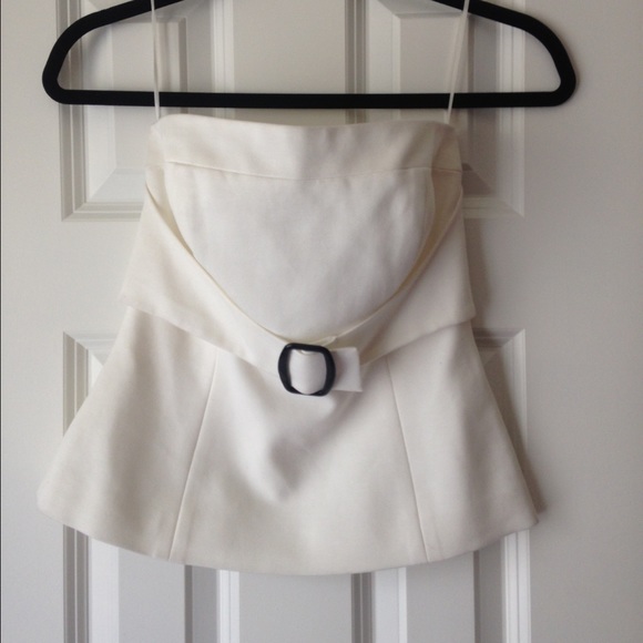 Trina Turk cream strapless top
