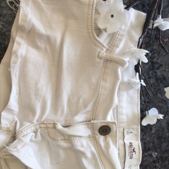 Hollister low waist white denim shorts